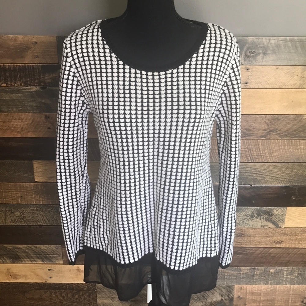 Style & Co.| Women's Scoop-Neck Sweater, M, Black & White